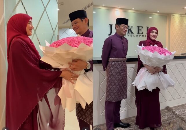 Hadiah bunga kerana ke bazar – Aksi Que Haidar buat Fazura tersipu
