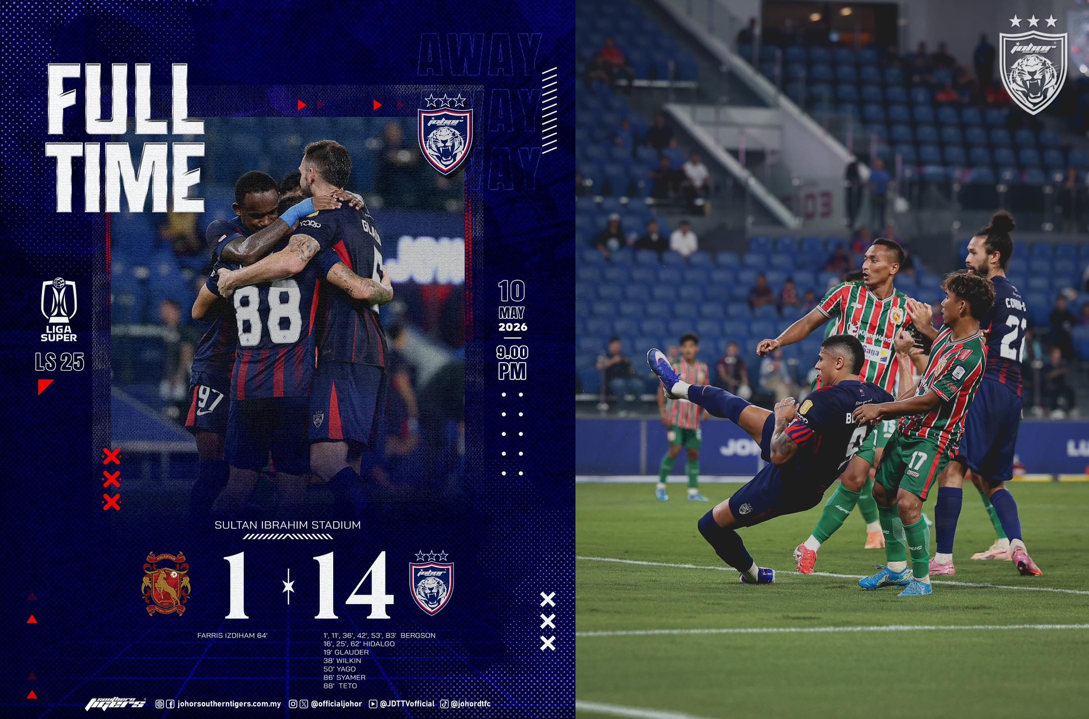 Selepas dimalukan Buriram, JDT lepas geram kepada Kelantan TRW